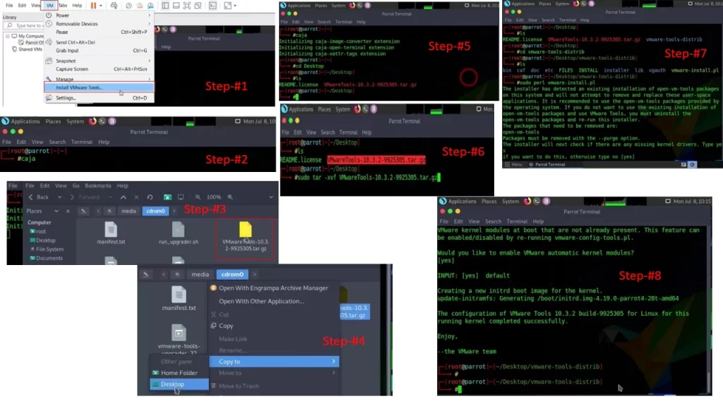 How to install vmware tools in parrot secuirty