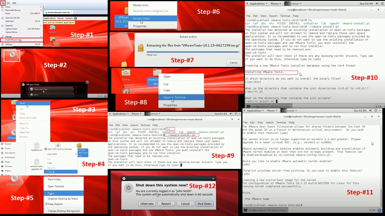 ow to install vmware tools oracle