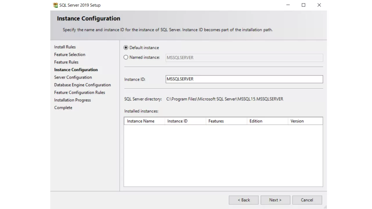 SQL Server Expres database name