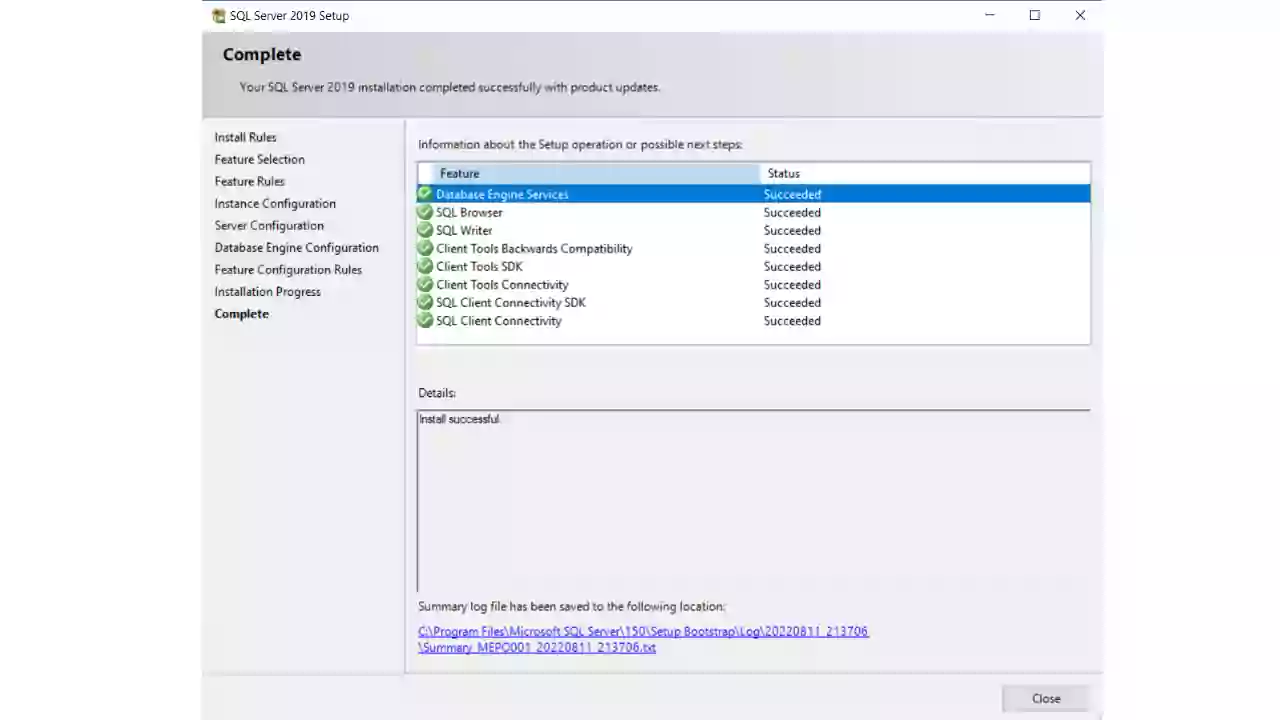SQL Server Expres installation is done