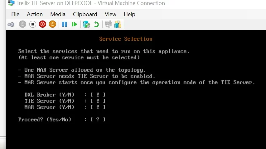 TIE DXL MAR SERVER installation in one server