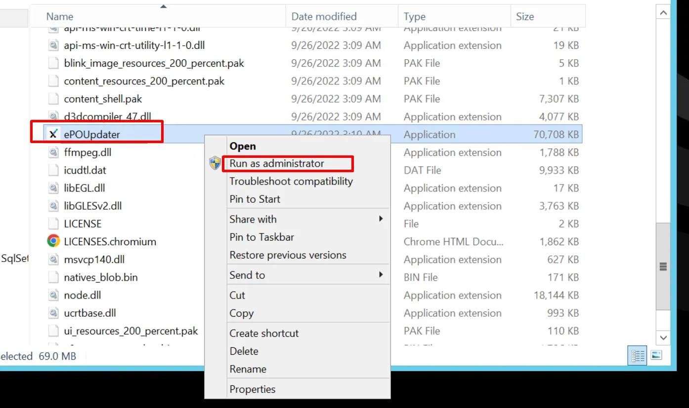 Run ePO Update 14 Setup