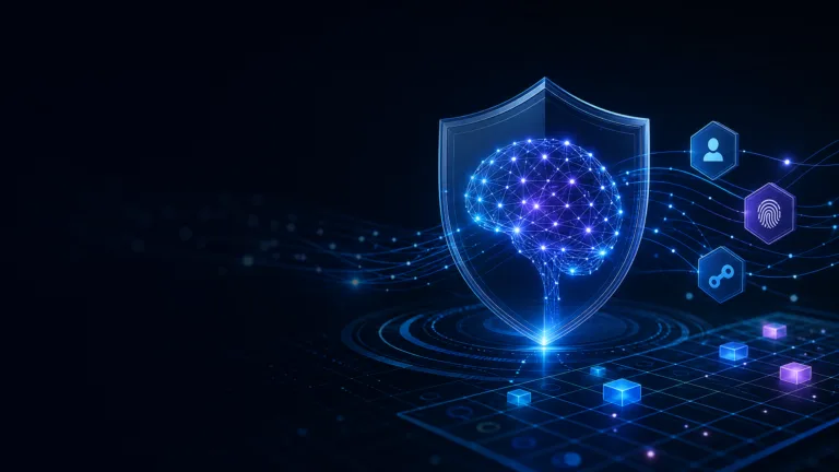 Illustration of a secured AI network with identity and access controls